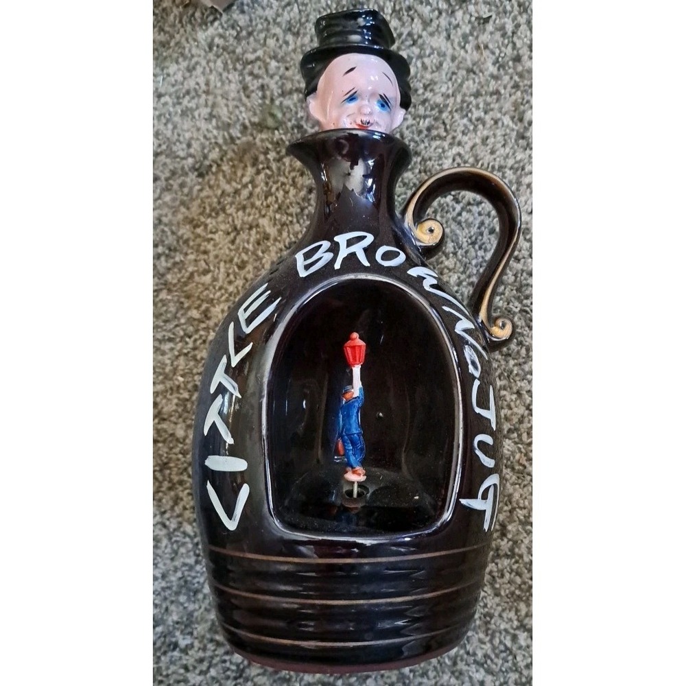 Vintage Musical‎ LITTLE BROWN JUG Ceramic Decanter Music Box Tested Works